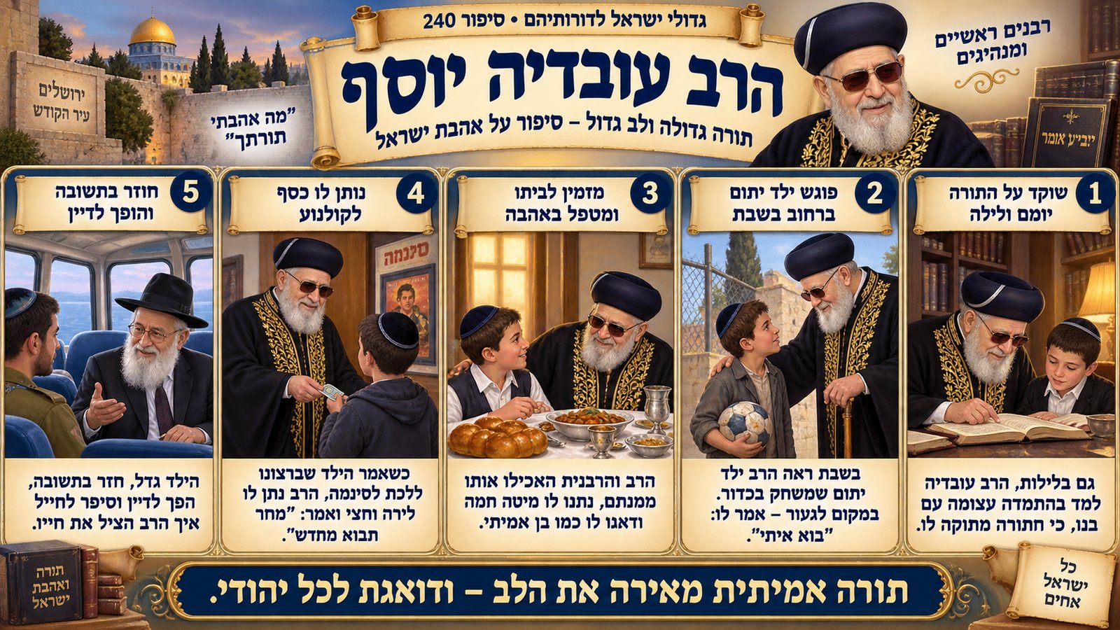 תמונת סיכום — רבנים ראשיים ומנהיגים: הרב עובדיה יוסף